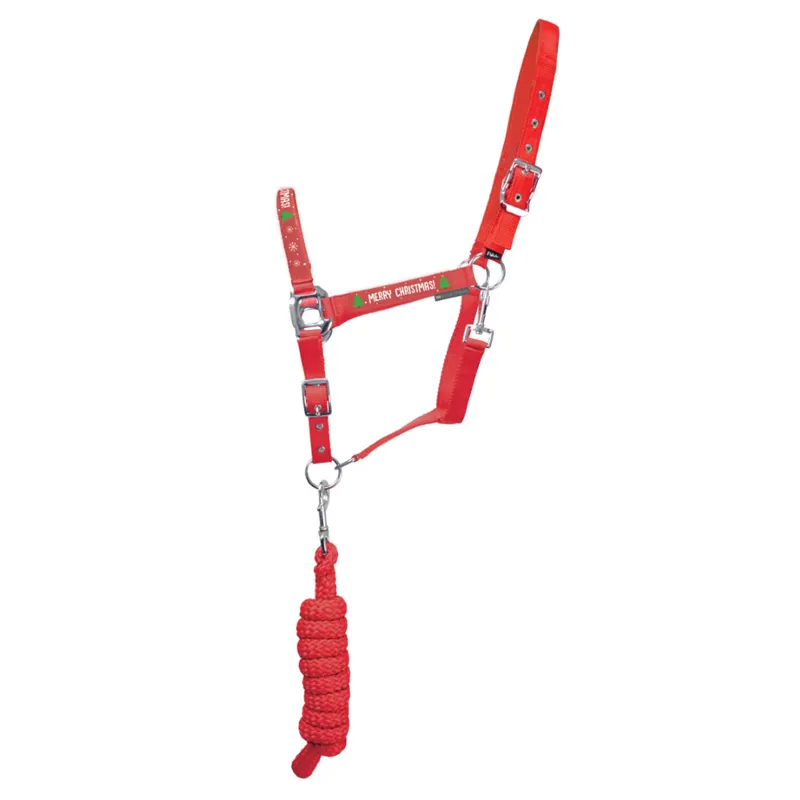 Hy Equestrian Merry Christmas Head Collar and Leadrope 